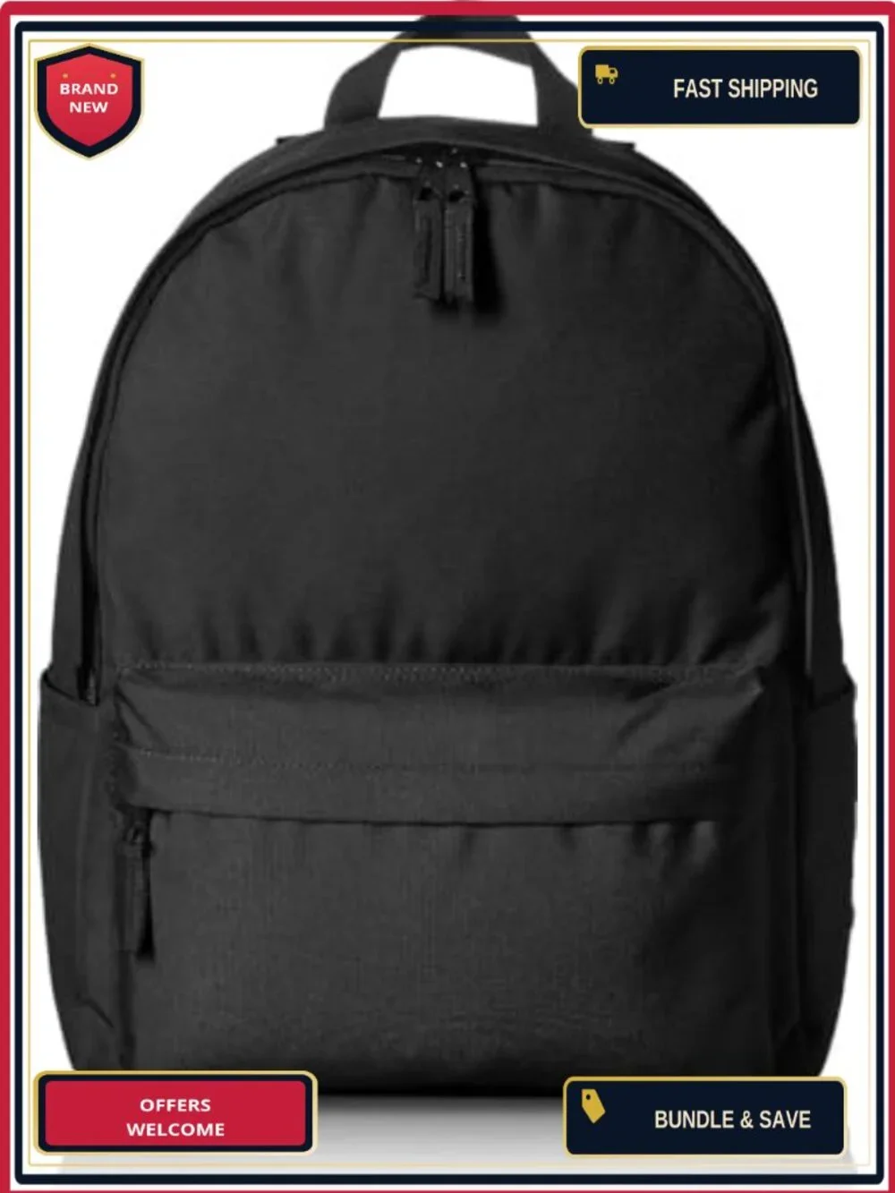 Classic Backpack with Padded Straps, Water Bottle Pockets, Durable